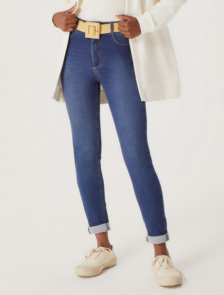 PANTALÓN DE JEAN CINTURA MEDIA SKINNY AZUL