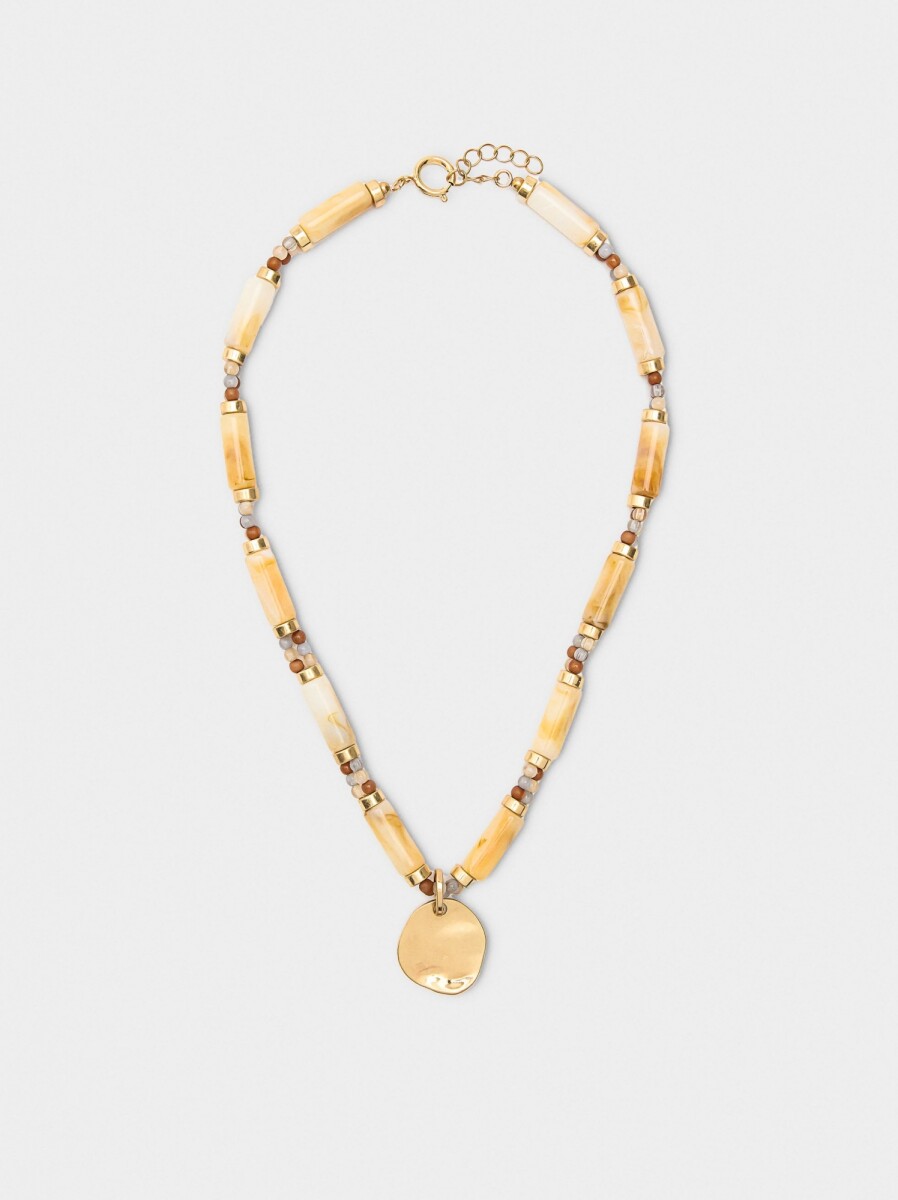 Collar Corto Segmentado Efecto Piedra - multicolor 