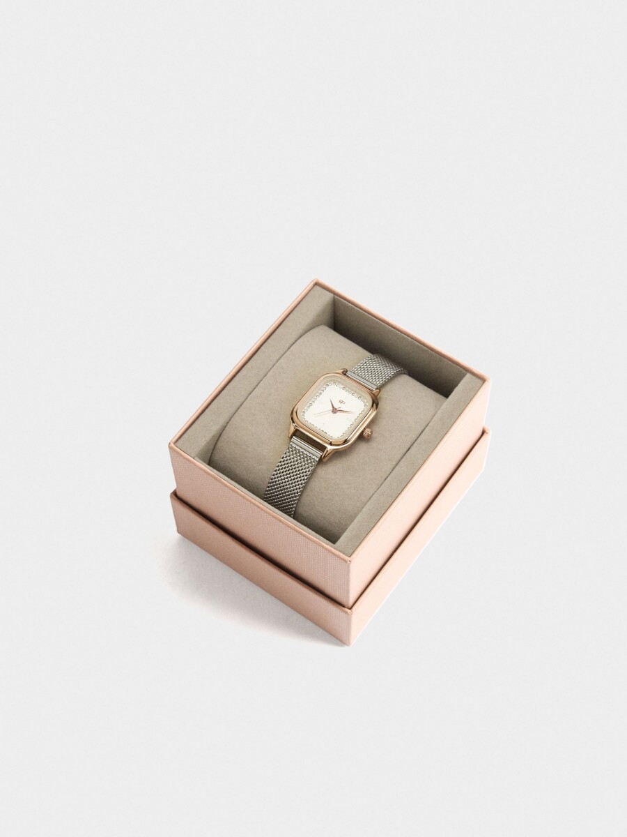 Reloj Cuadrado Brazalete Acero Inoxidable Bicolor bicolor