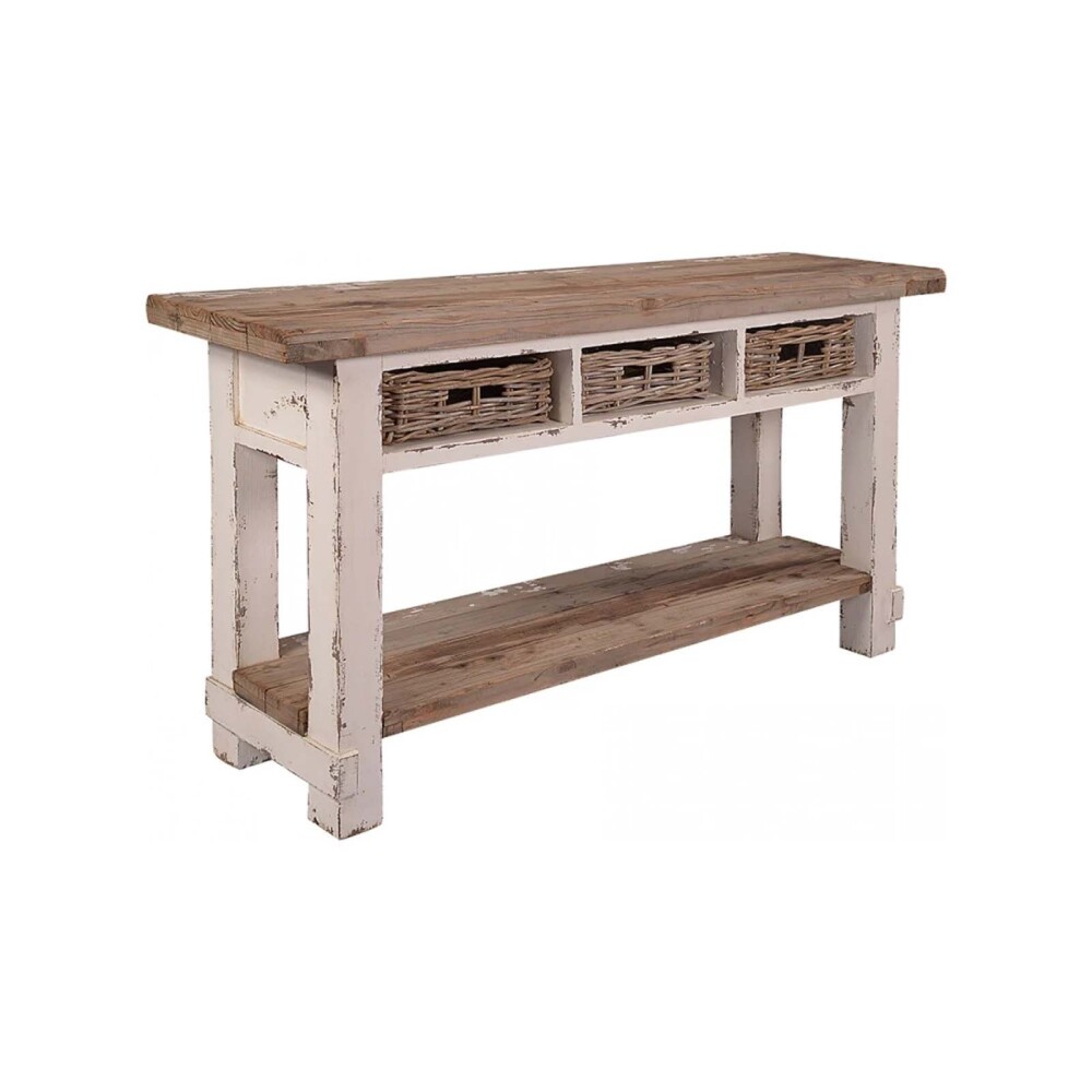 CONSOLA - MESA DE ARRIMO - LIVING PINO NATURAL-BEIGE AM10 NAT/BCO