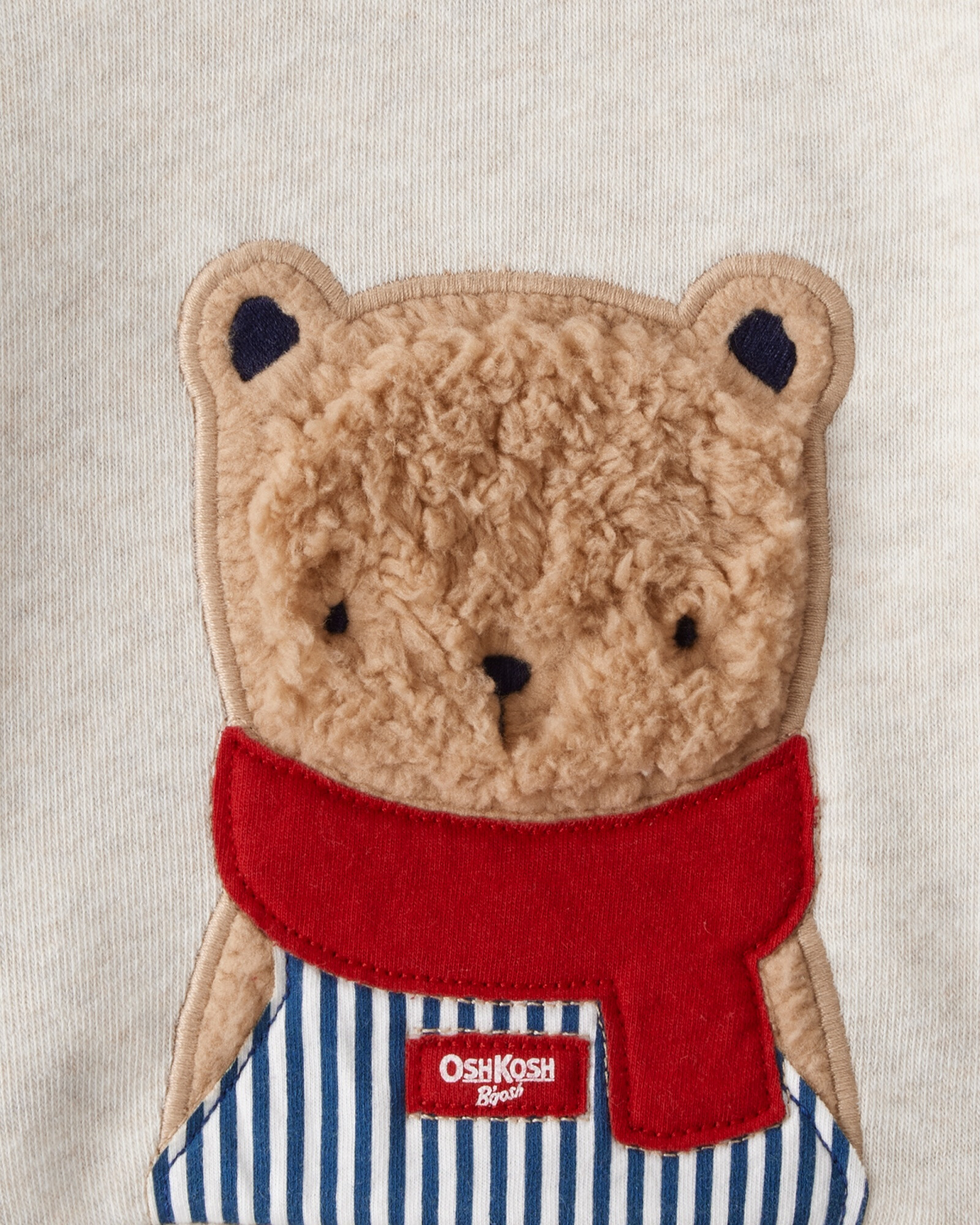 Buzo de algodón con felpa, beige, estampa oso Sin color