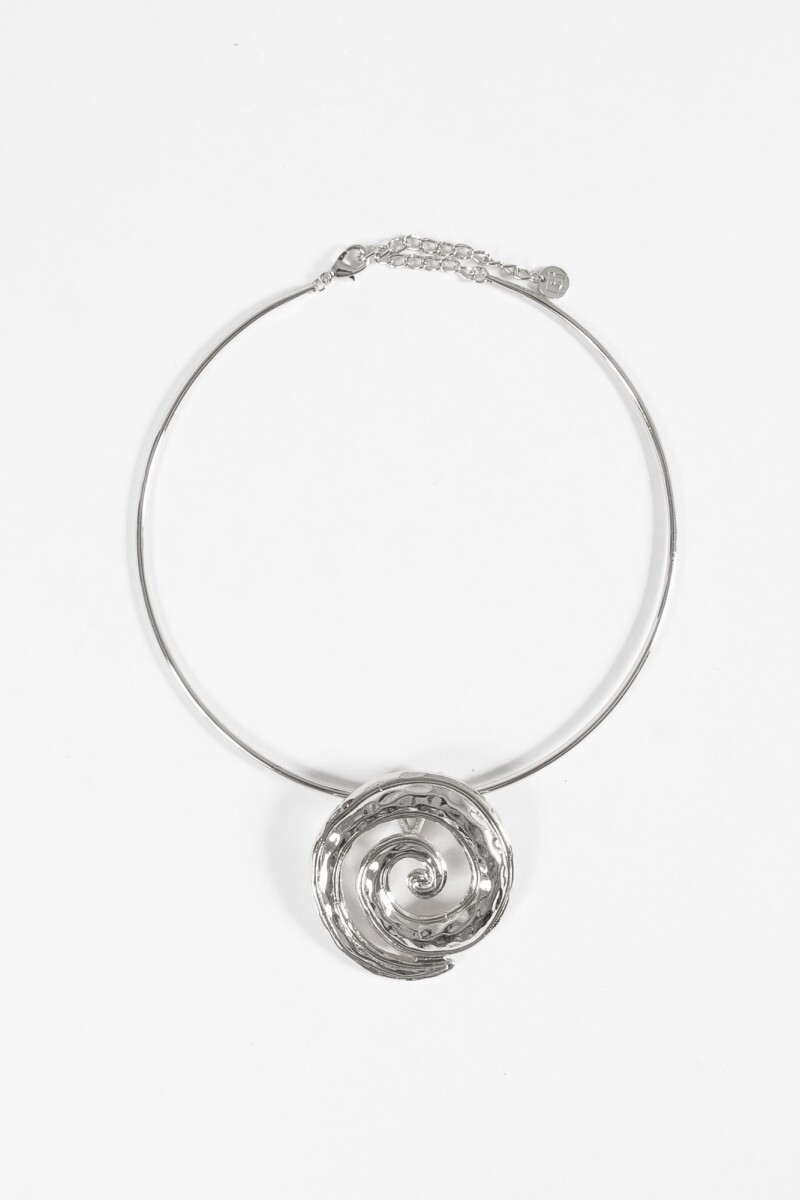 Collar dije espiral plateado
