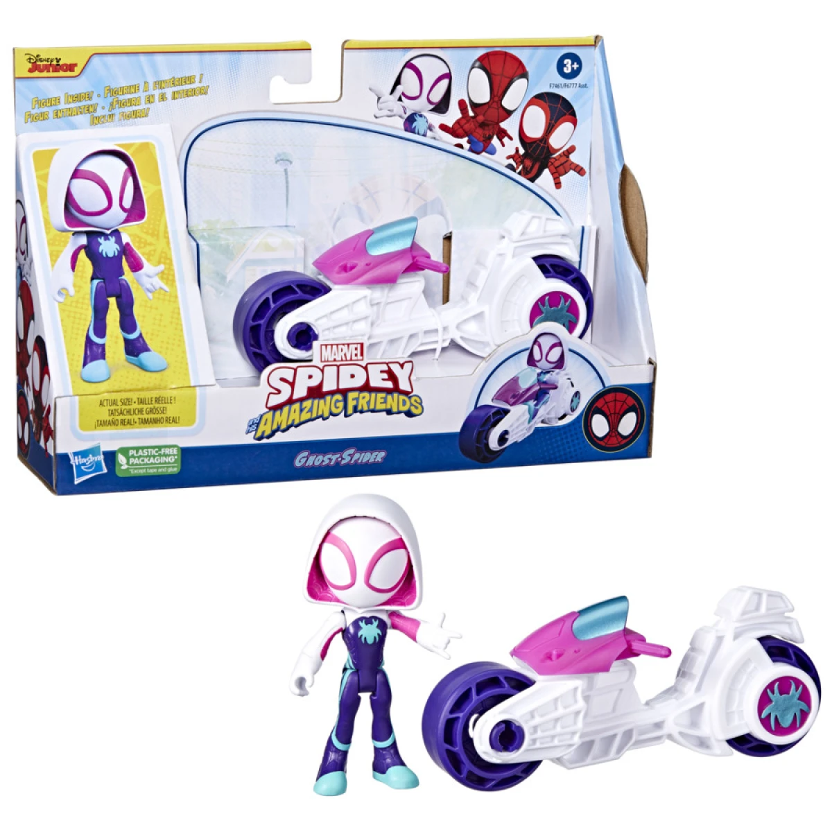 Figura Spidey And His Amazing Friends 10 cm con Moto - GHOST-SPIDER 