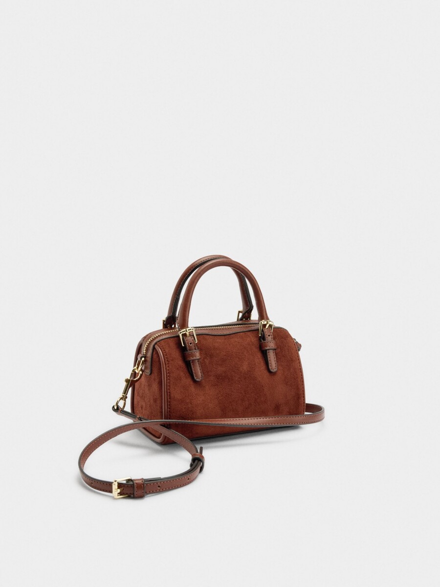 Bolso Bowling Efecto Piel S canela