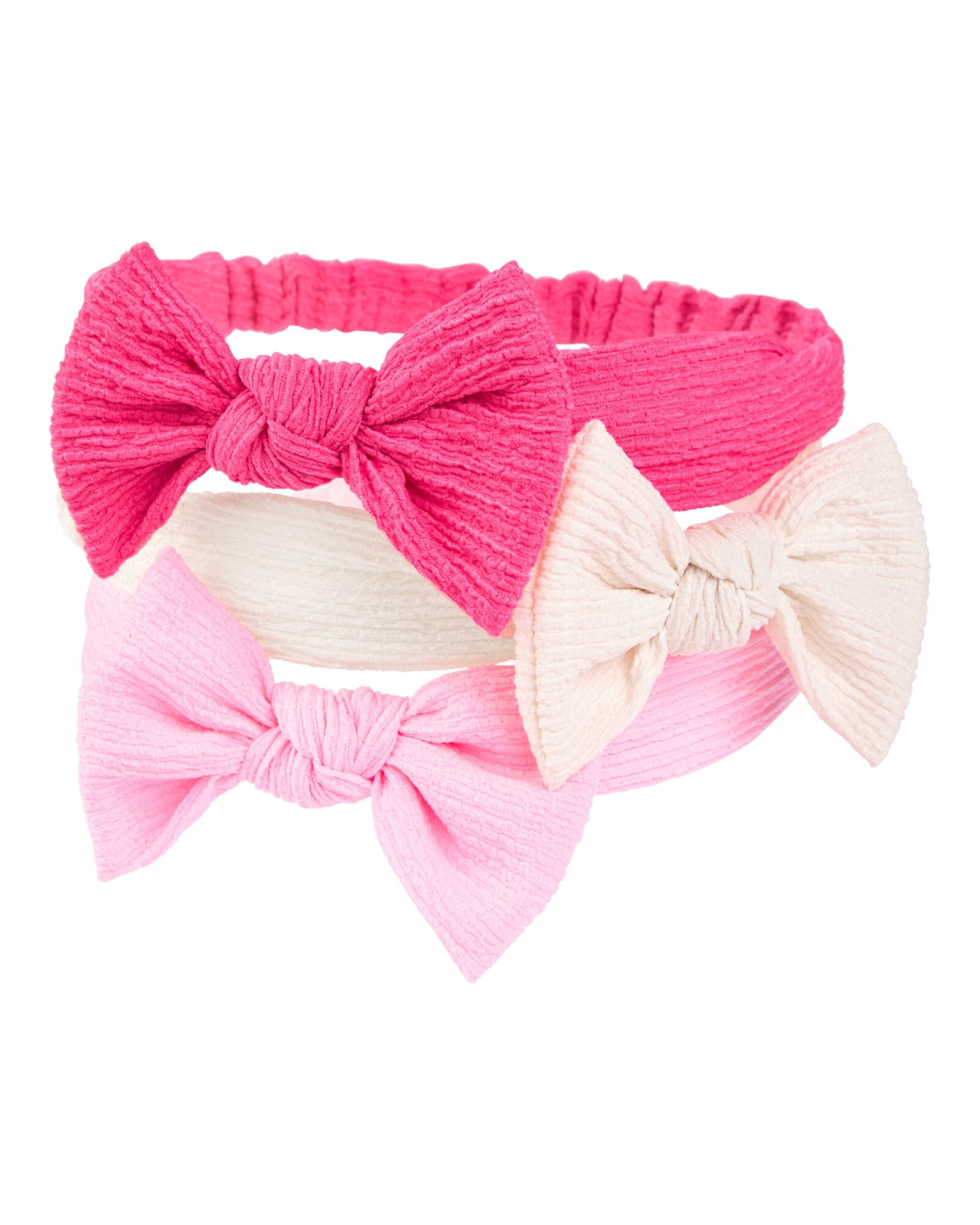 Pack tres vinchas con moño, rosadas Sin color