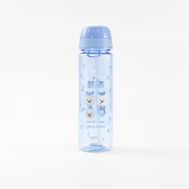 BOTELLA PLÁSTICA PORTÁTIL CON SORBETE PERRITO DUODUO (600 ML / AZUL) BOTELLA PLÁSTICA PORTÁTIL CON SORBETE PERRITO DUODUO (600 ML / AZUL)