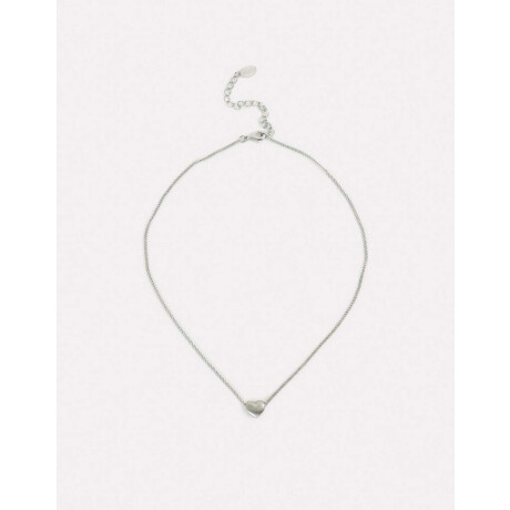 Cadena Con Corazón Plateado Rodio