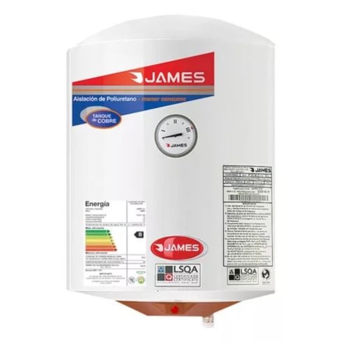 Termotanque Calefón De Cobre James 40lts 