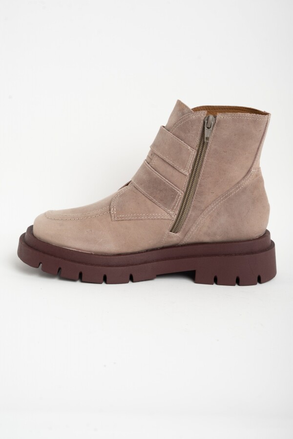 Bota Cuero Hebillas Rosa Viejo