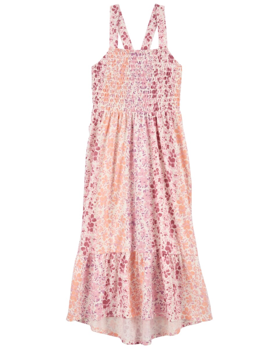Vestido de algodón, con fruncido y espalda cruzada 