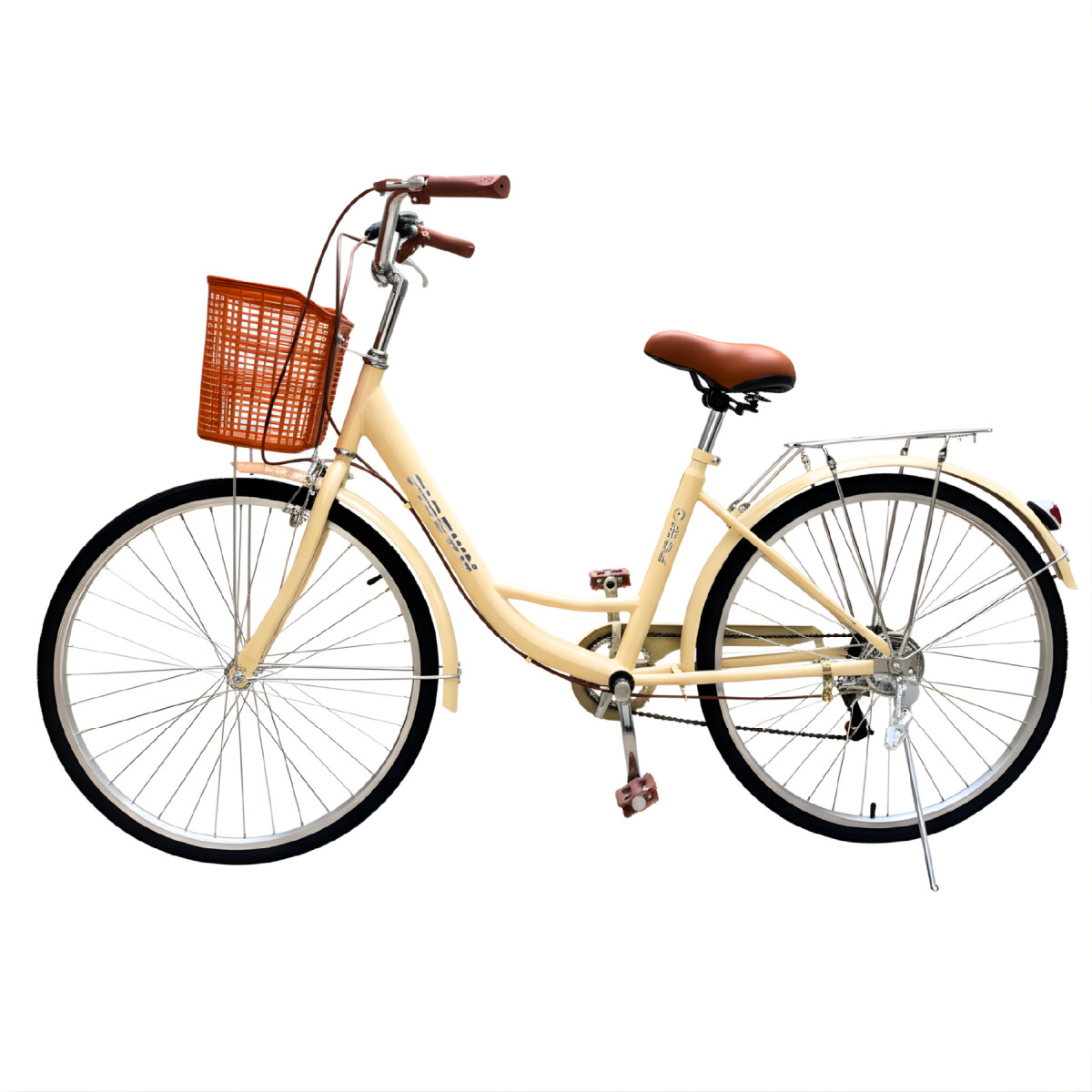 Bicicleta Pigewn Urbana Rodado 26 Canasto Freno Disco 7 Vel - Crema 1 