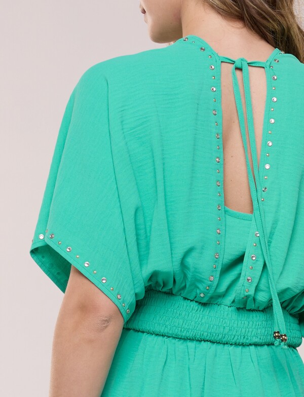 Vestido Maxi Con Tachas VERDE
