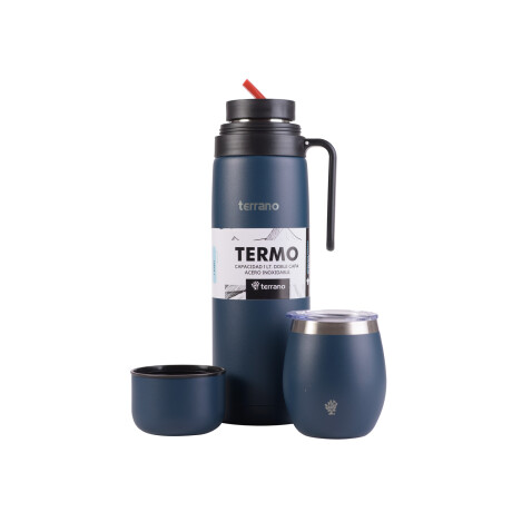 Kit Termo Manija Rigida + Mate con Tapa Azul Opaco