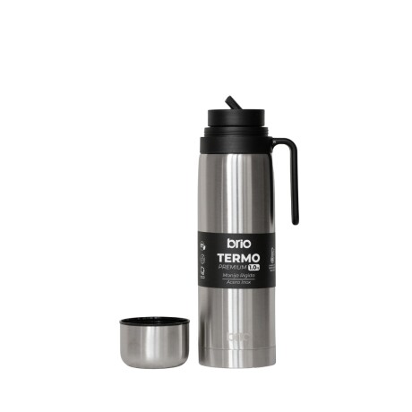 Termo brio premium 1 litro con pico cebador en acero inox Silver