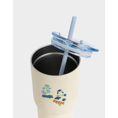 Vaso De Acero Inoxidable De 600 Ml Estampado Con Sorbete Blanco Crudo