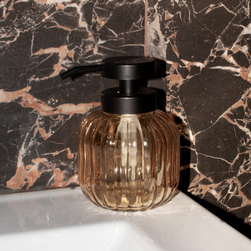 Dispensador de jabón vidrio beige