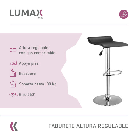 Taburete Kira Pack 2 unidades Rectangular Para Bar Diseño Moderno Negro