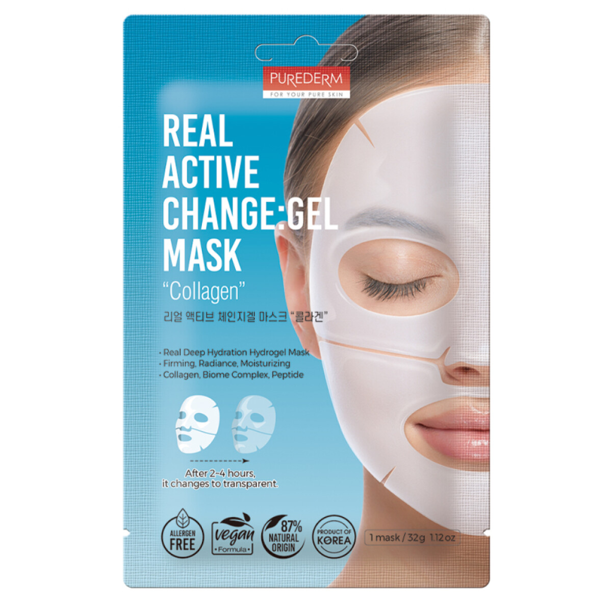 Mascarilla Facial Purederm Real Active Change Gel Mask Collagen 