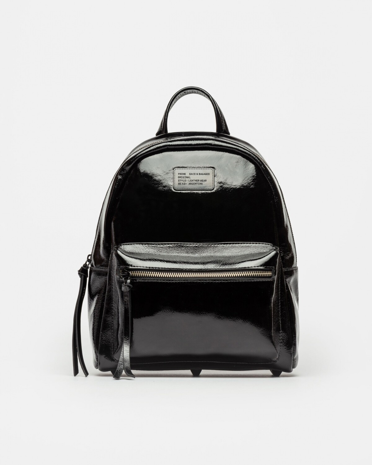 Mochila Elemental En Cuero Charol Arrugado Negro Prune