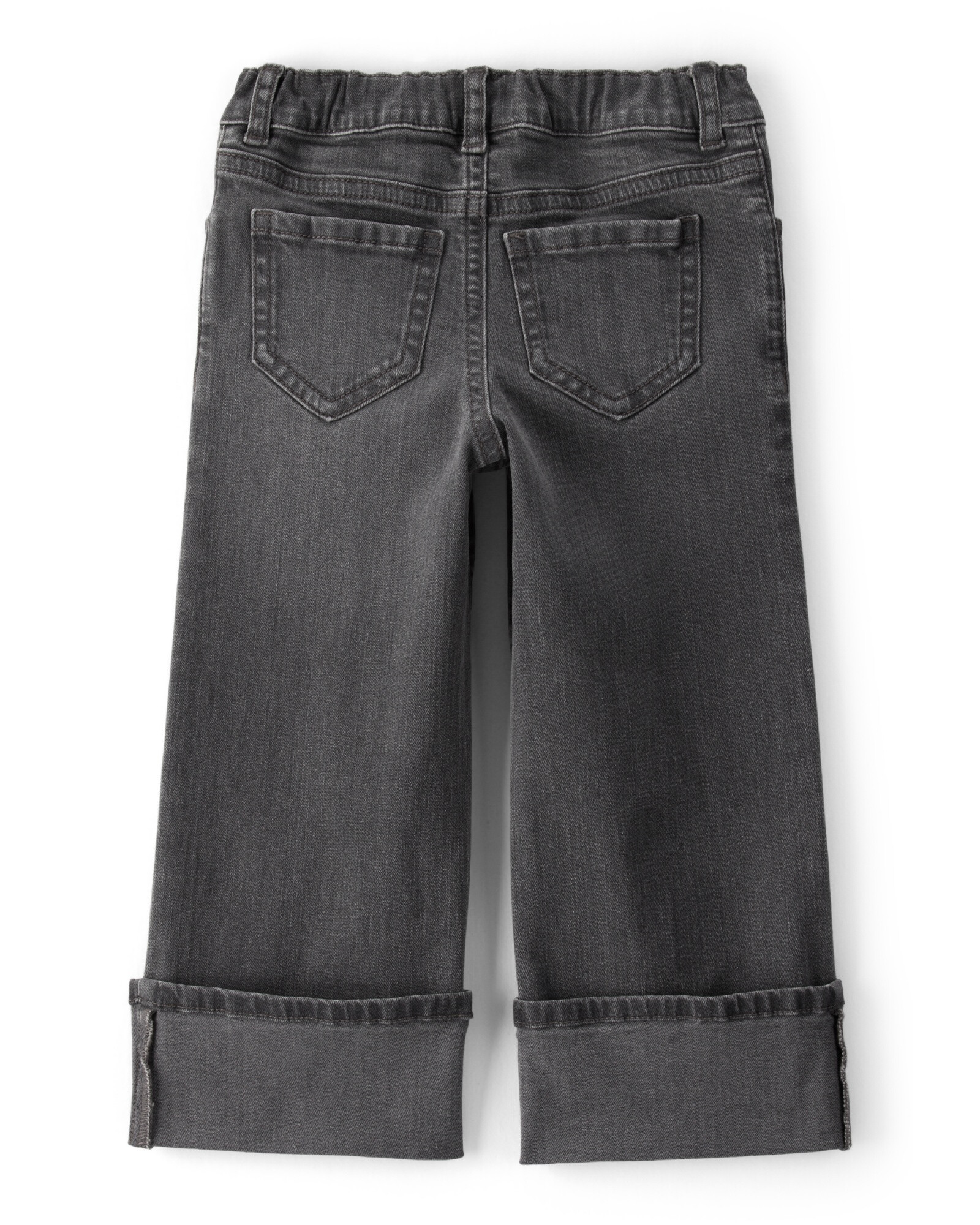 Pantalón jean de pierna ancha y dobladillo Sin color