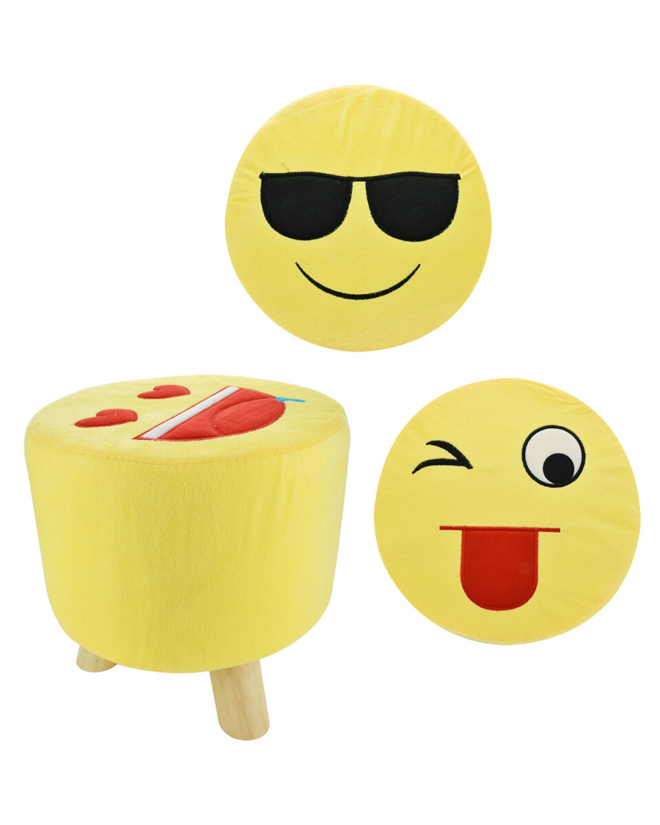 Taburete con patas de madera diseño emoji 