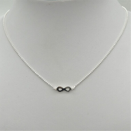 Cadena Diseño Bolitas con Dije Infinito 45 cm Plata 925 Plateado