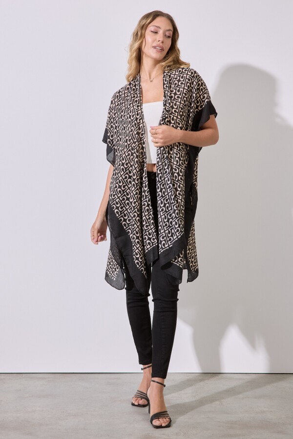 Kimono Printed NEGRO/BEIGE