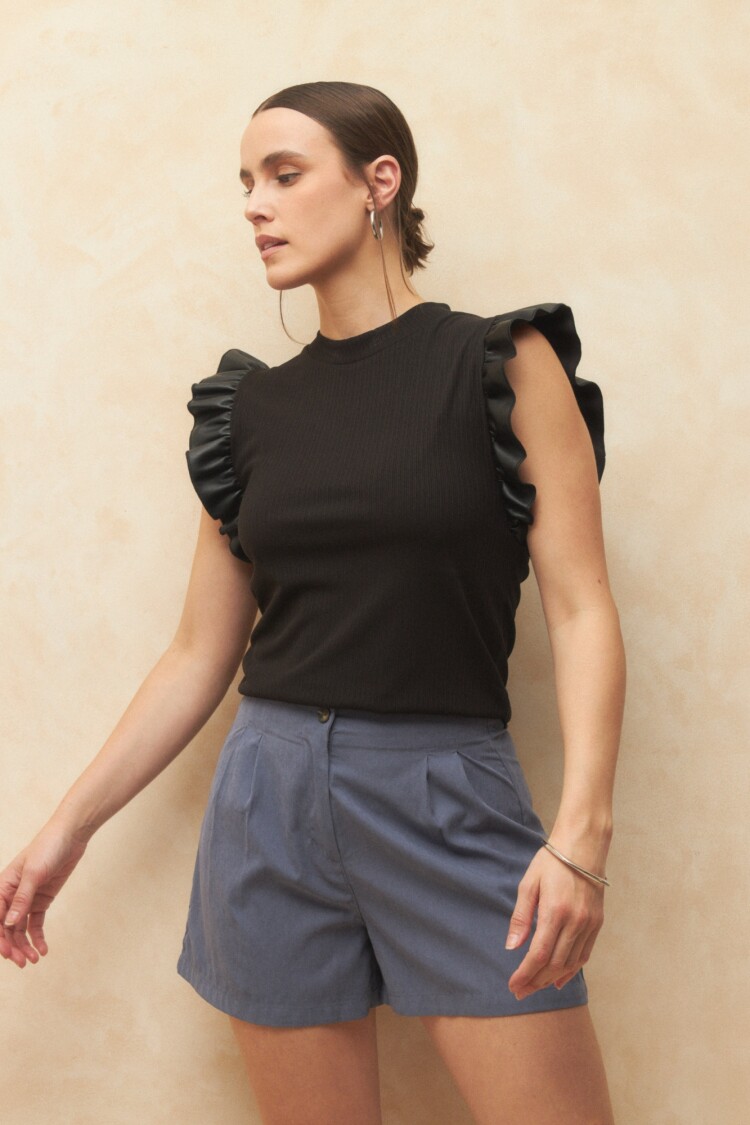 TOP RUFFLE Negro