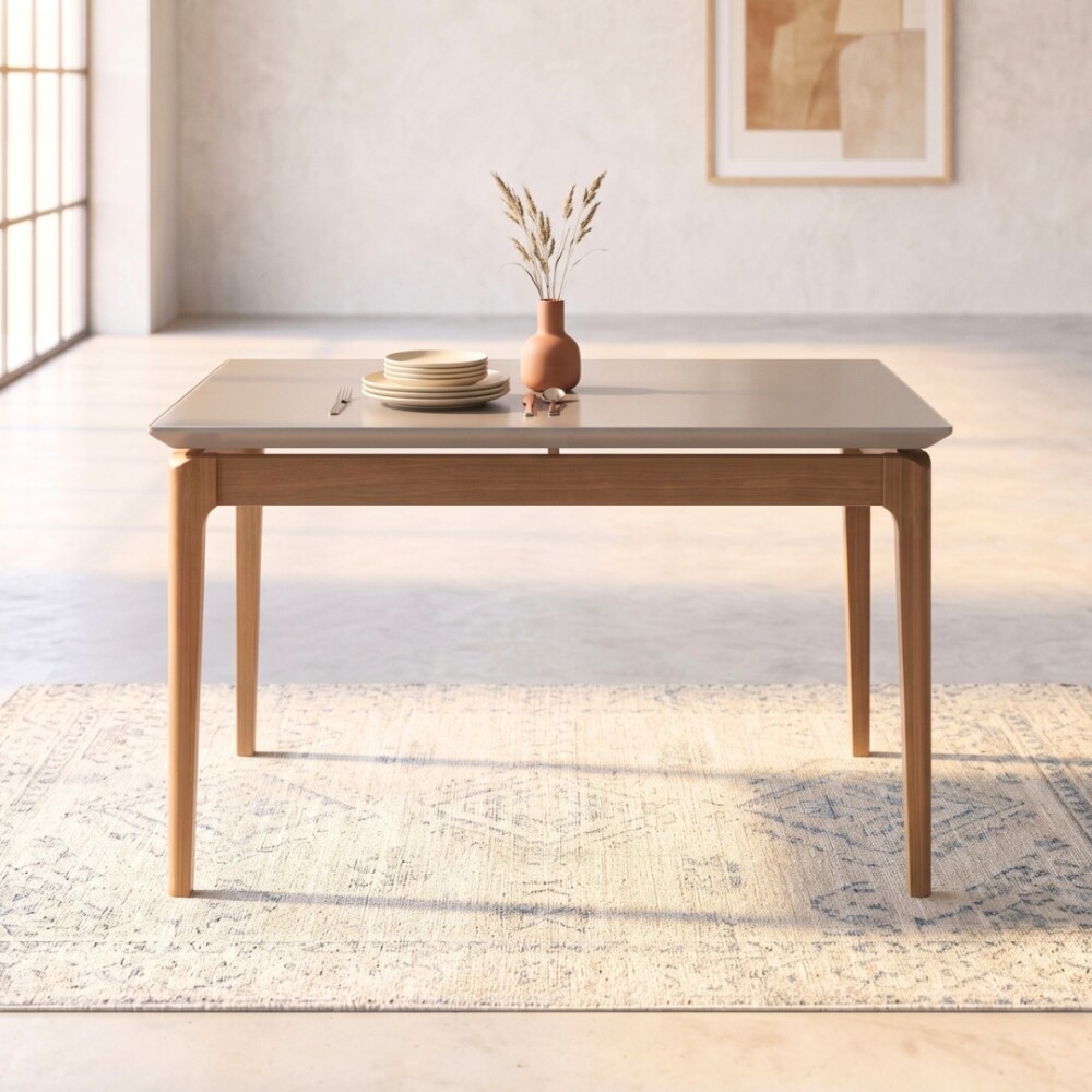 Mesa de Comedor Rectangular 1.2 Blanco/Natural - Wood Mesa de Comedor Rectangular 1.2 Blanco/Natural - Wood