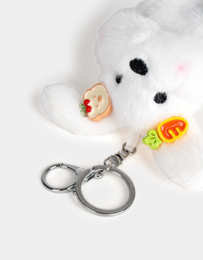 Llavero Peluche Llavero Y Charm De Peluche De Perrito - Blanco Crudo