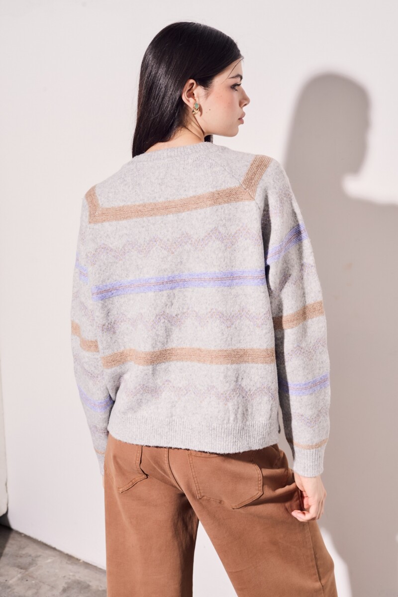 Sweater Intarsia Gris Melange