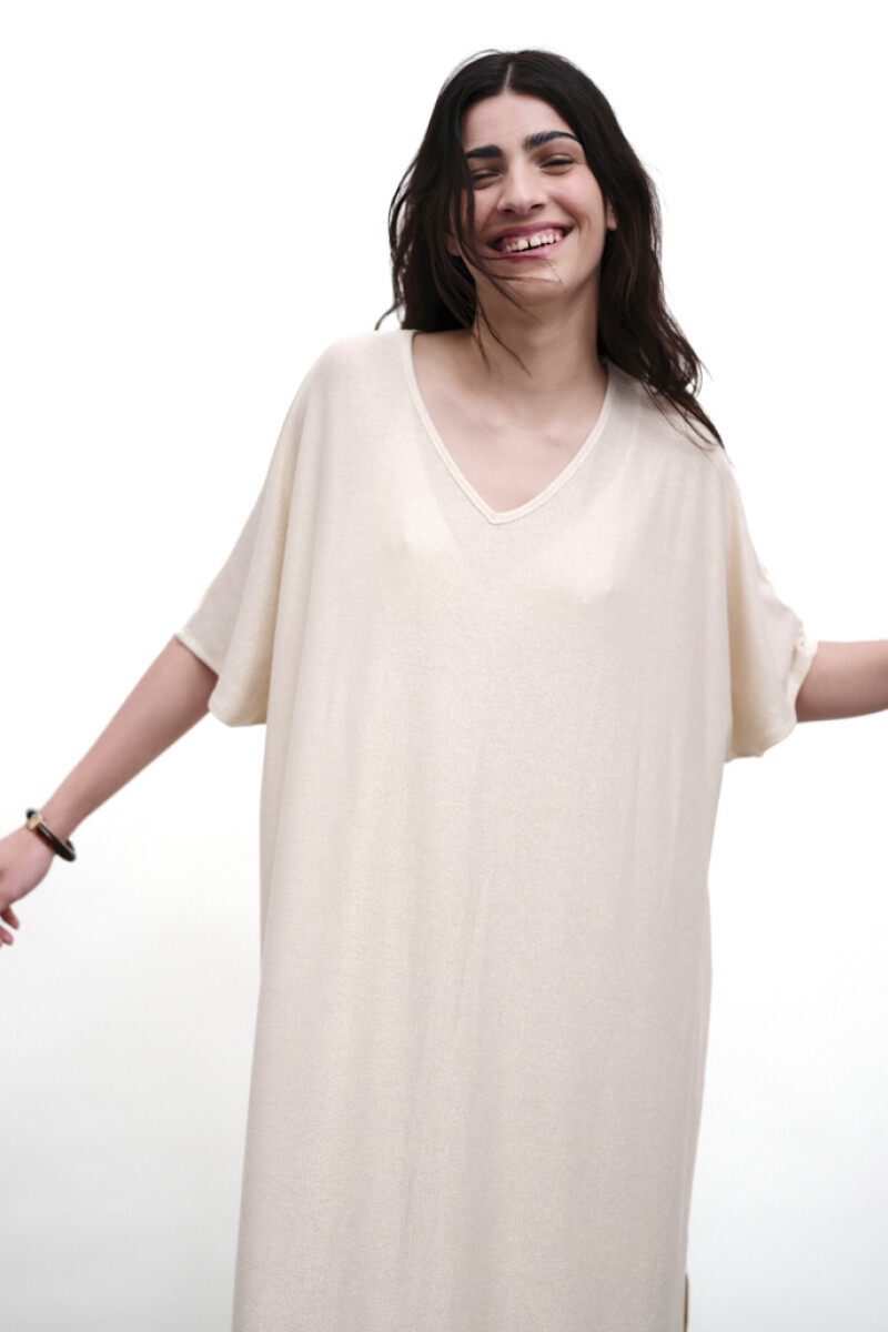 Vestido Lurex Goya Beige