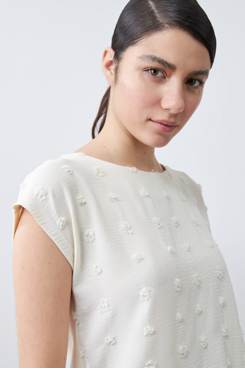 Blusa frente fantasía beige