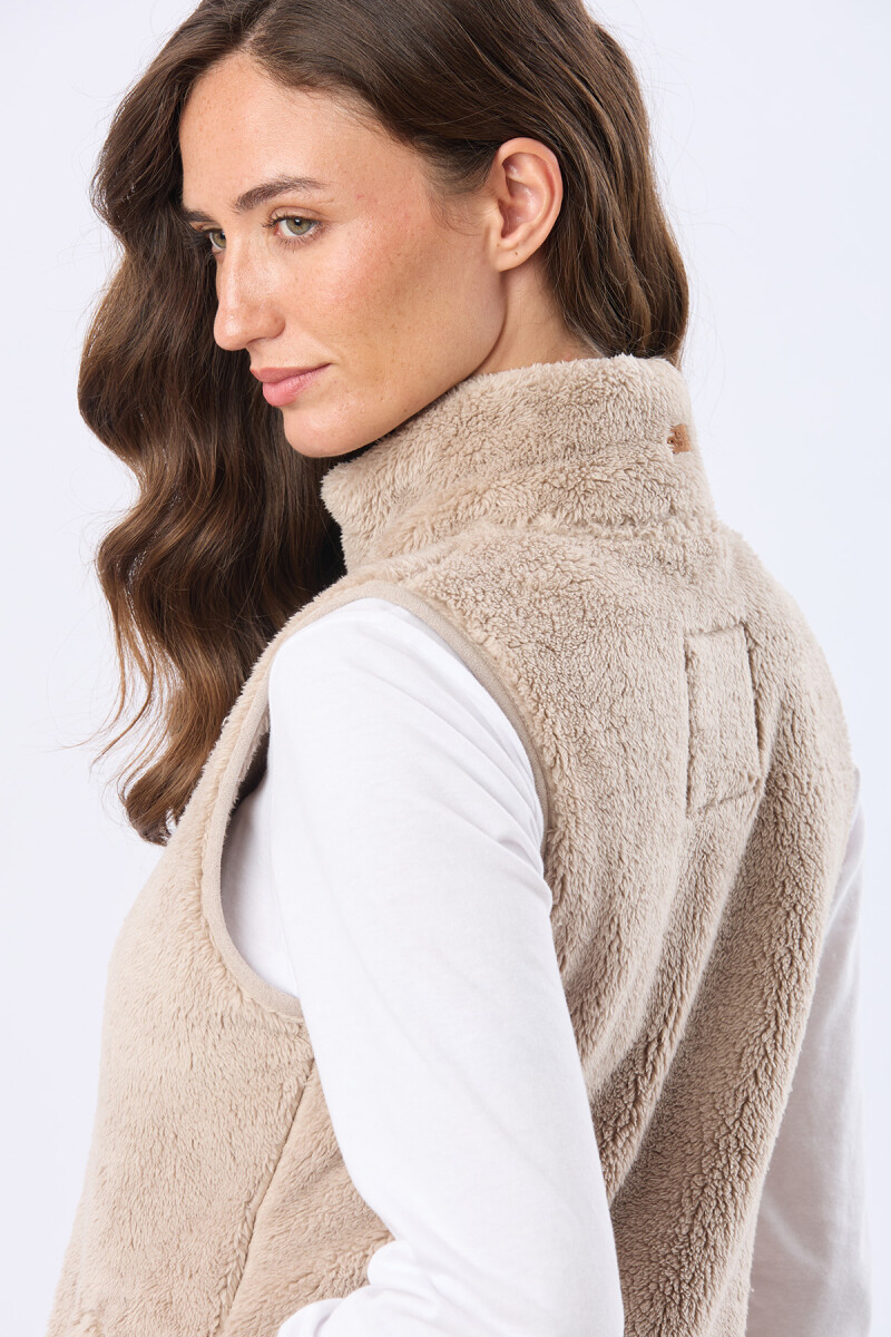 CHALECO SHERPA SUAVE - Beige Oscuro 