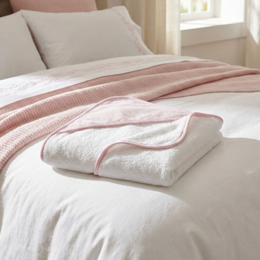 Toalla 80x80cm con Capucha - Clasic Pilar Rosa