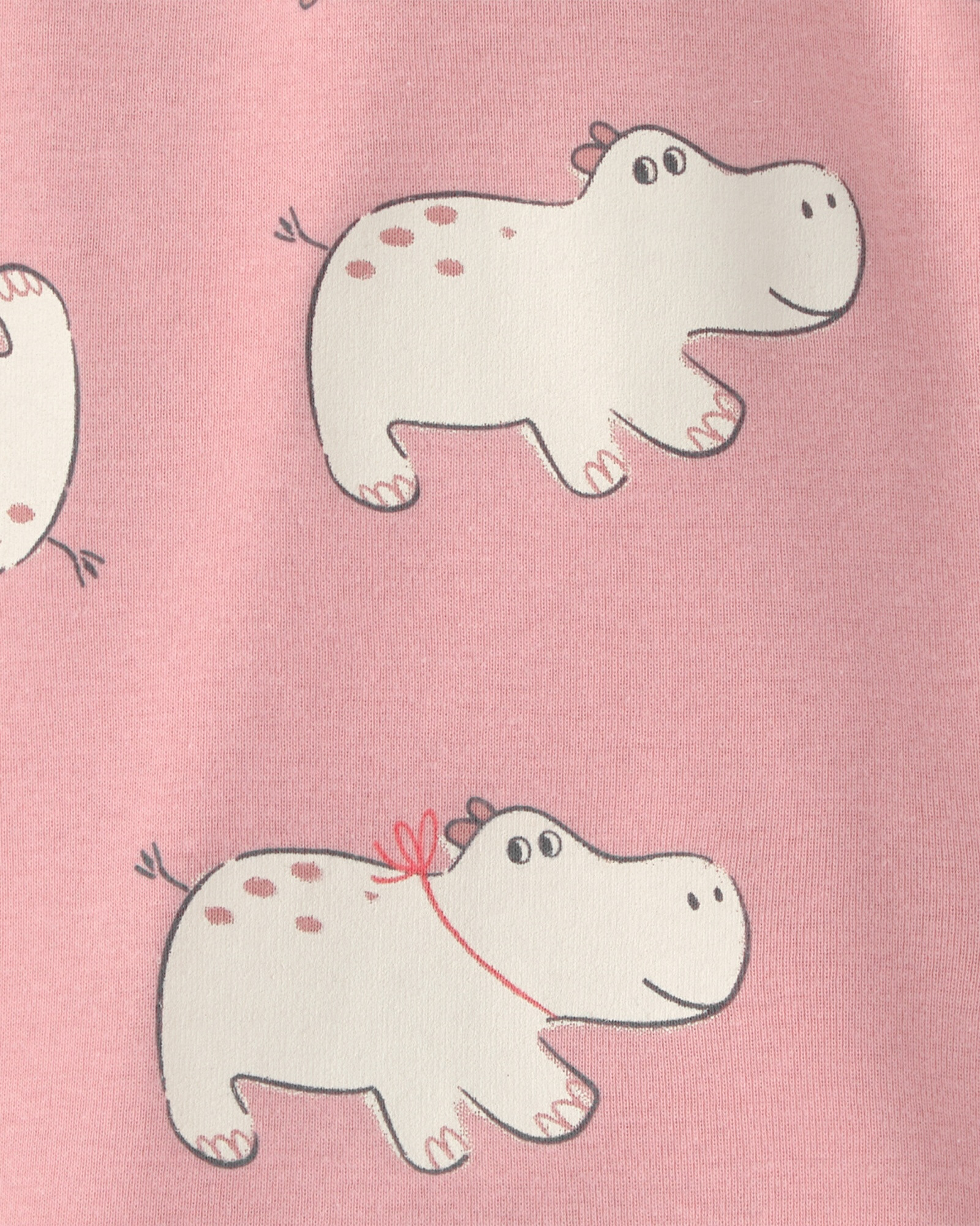 Monito bombachudo de algodón, rosado, diseño hipopótamos Sin color