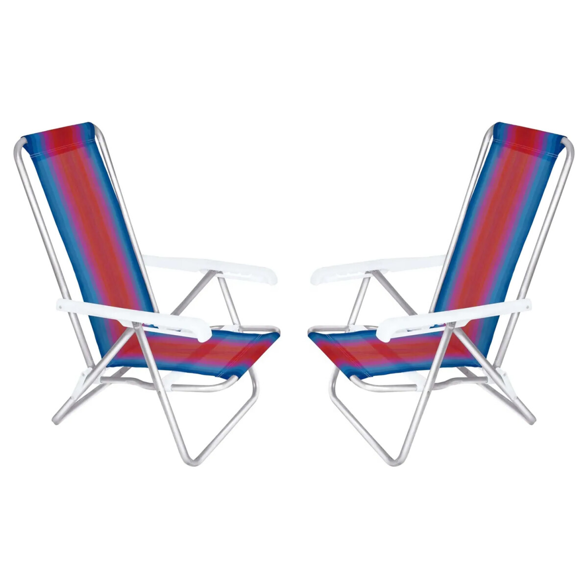 Set X2 Reposeras Sillas Playa Reclinables 4 Posiciones Alum - Azul/naranja 