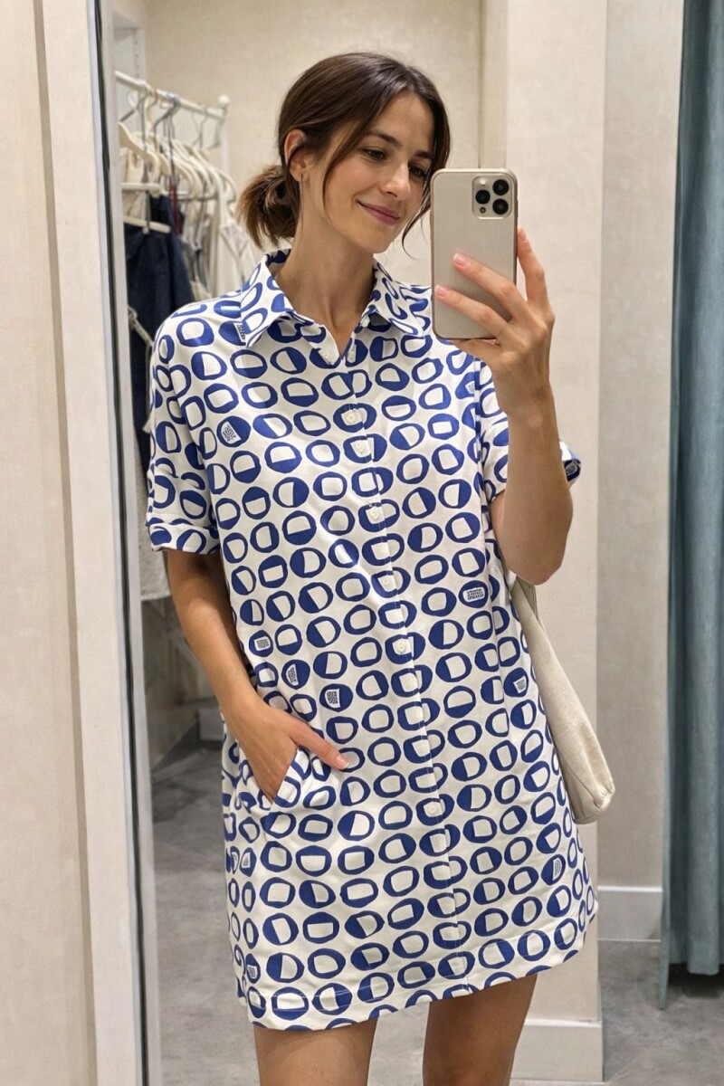 Camisa Maternal Pupa – Viscosa suave con bolsillos prácticos Estampa Azul