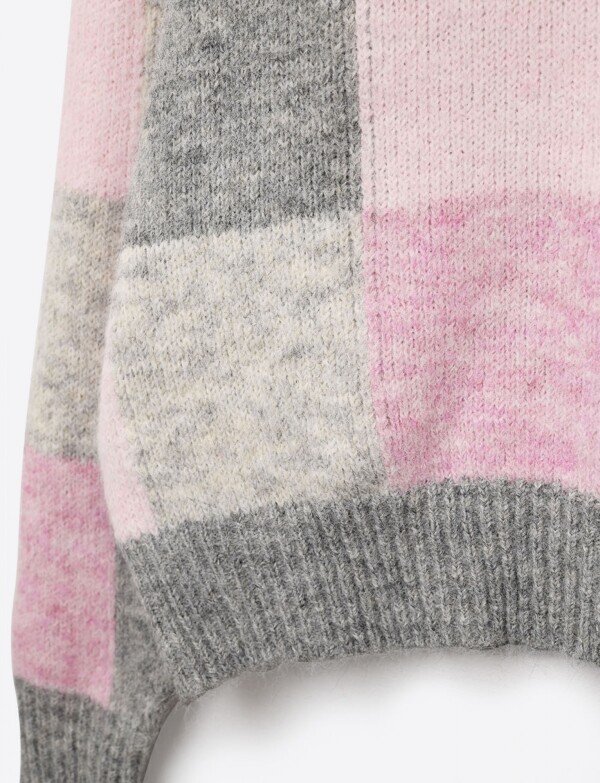 Buzo Lana Cuadros ROSA/MULTI