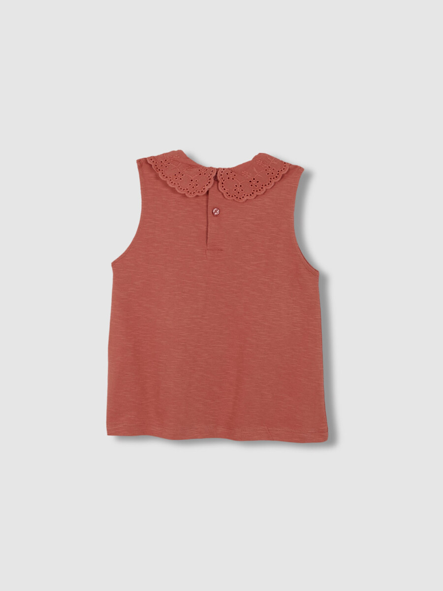 Camiseta Sin Mangas Cuello Openwork Naranja