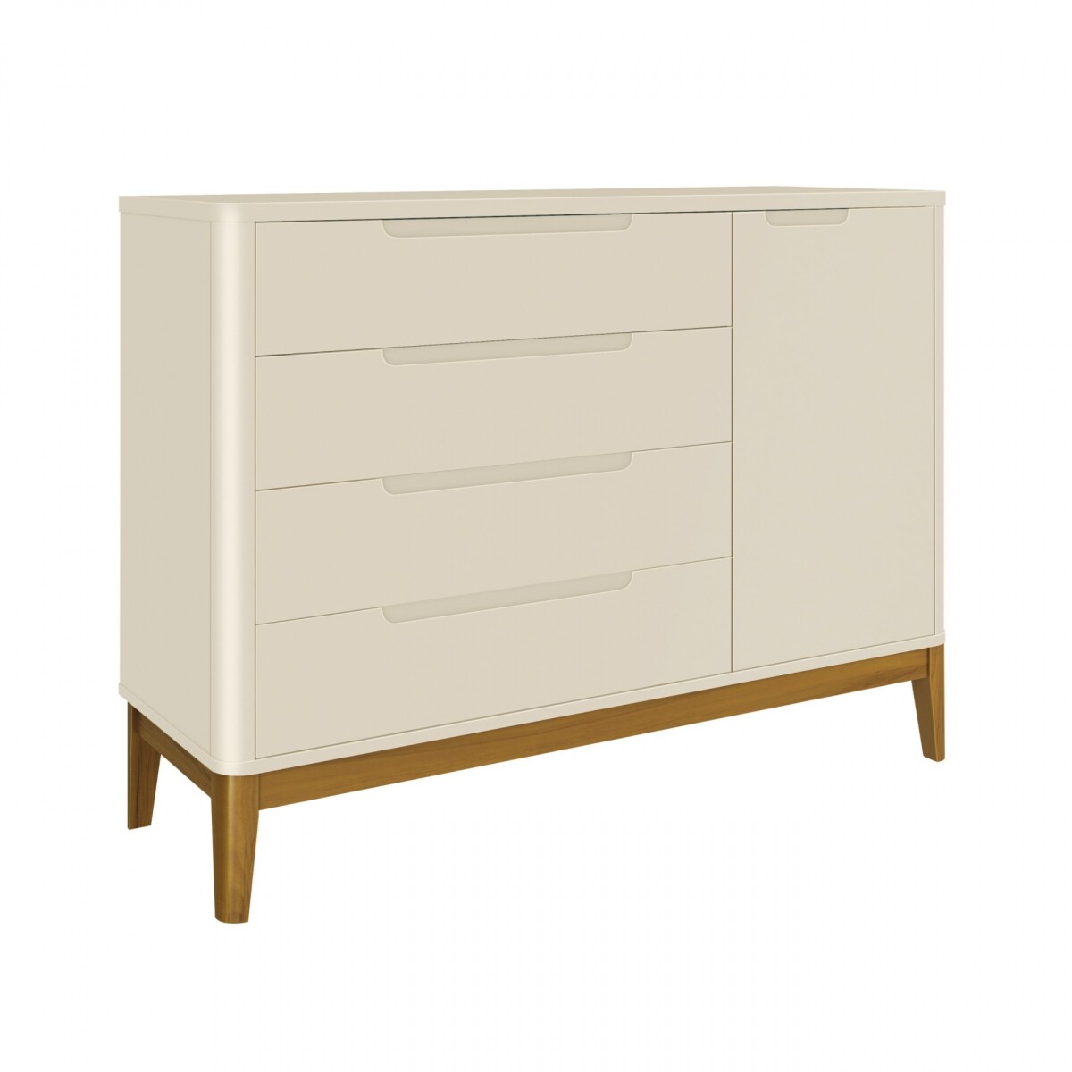 Cómoda Zapatera 4 Cajones 1 Puerta - Boom - Gris 