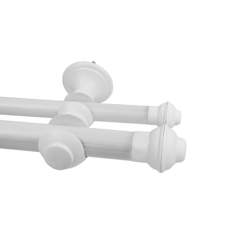 Barrote cortina doble de metal 2 Metros + 2 Soportes BLANCO