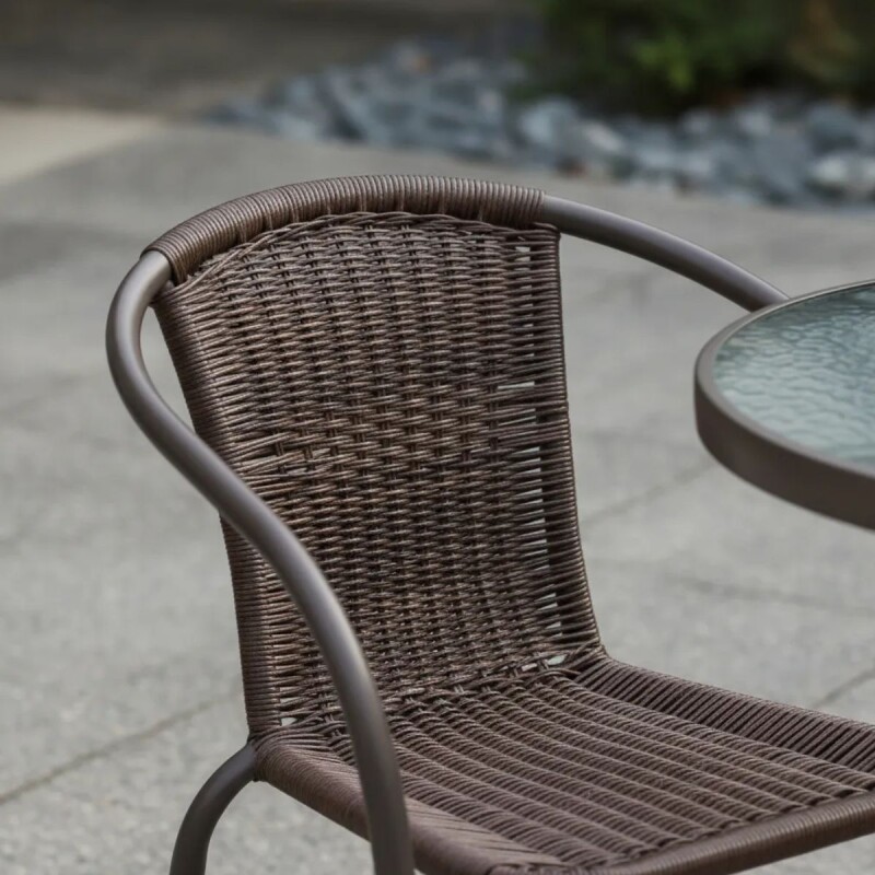 Juego De Jardín Sillas Ratan + Mesa Vidrio MARRON