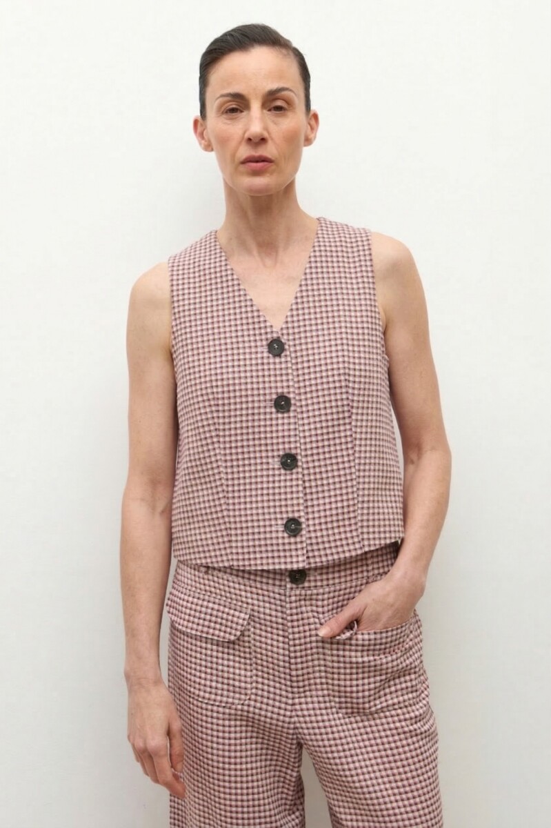 Chaleco cuadros - beige 
