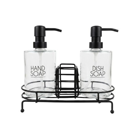 SET DISPENSADOR VIDRIO P/JABON 3PZAS Unica