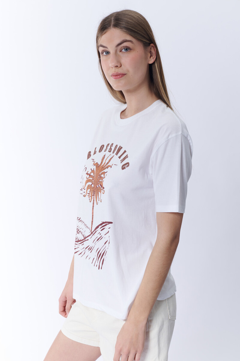 Remera Estampada Palmera Blanco
