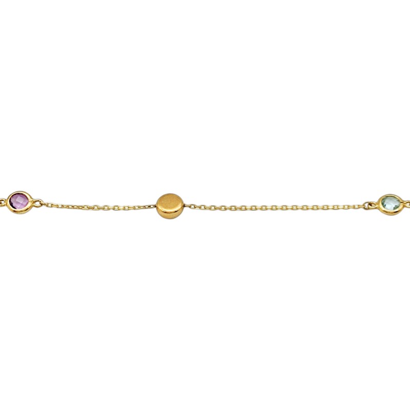 Pulsera Solitario -Oro bajo-Zirconia y Amatista-PU8074 conpiedra
