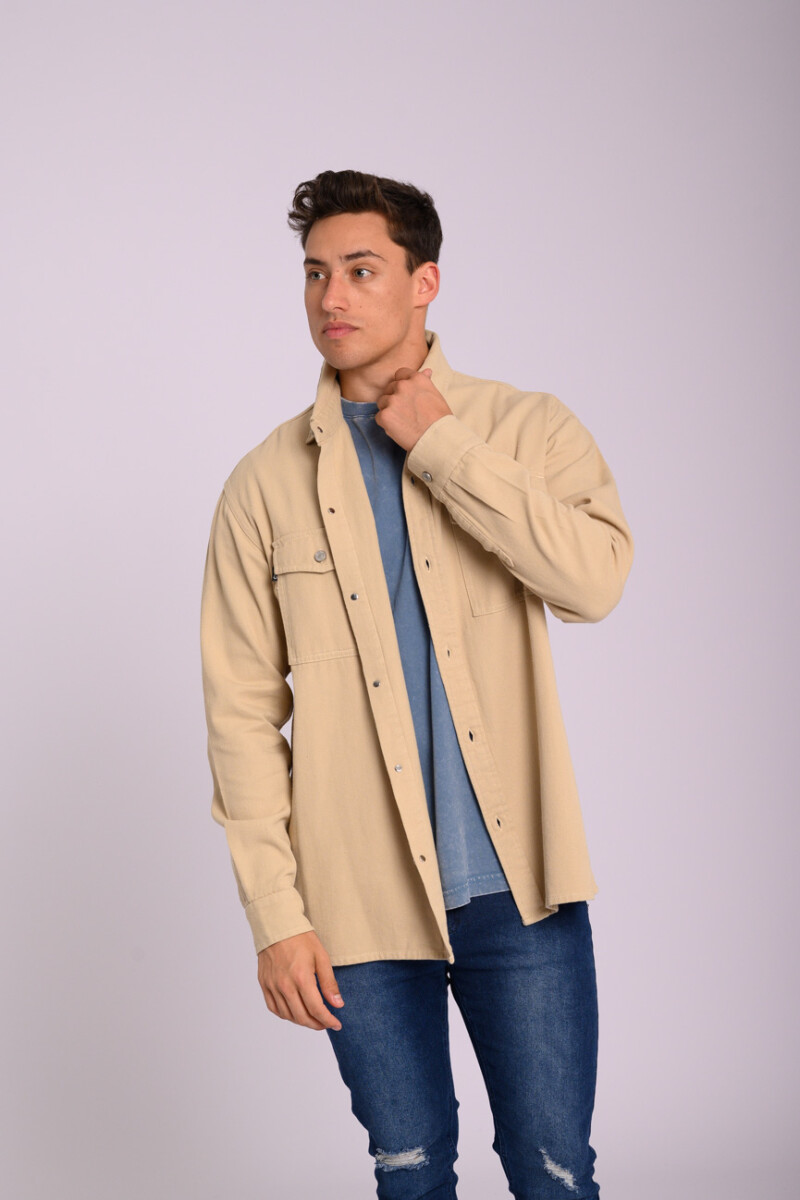 Sobrecamisa de gabardina Beige