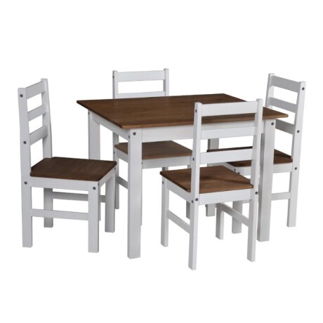 JUEGO DE COMEDOR MESA + 4 SILLAS - BLANCO/CERA JUEGO DE COMEDOR MESA + 4 SILLAS - BLANCO/CERA