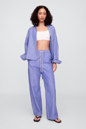 Pantalón Poplin Mujer Blue White Stripe